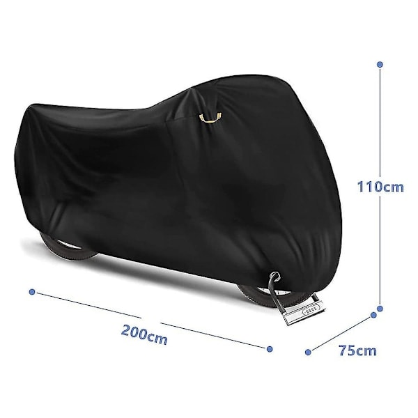 QD-Vanntett sykkeldeksel for 1 eller 2 sykler, stort sykkeldeksel for utendørs oppbevaring - 200 X 110 X 70 Cm