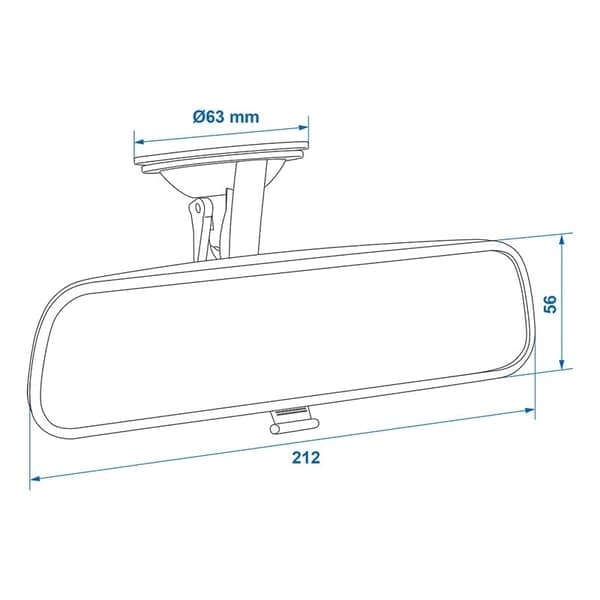Backspegel 212x56mm med sugpropp