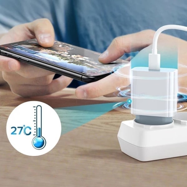 QD-Hurtiglader 20W for iPhone med 2 meter datakabel + ladehode Hvit 20W - 2 stk todelt sett