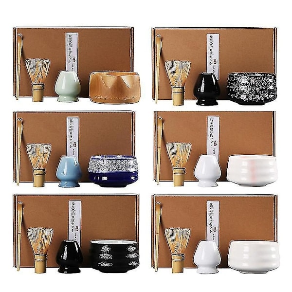 QD-4 st/set Traditionellt Matcha Set Bambu Keramisk Matcha Skål med Visp BY-WELLNGS 4