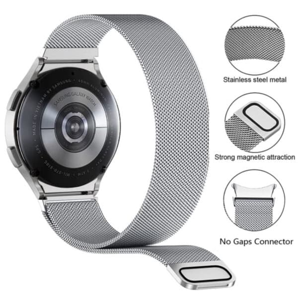 Galaxy Watch 4/5 Metallarmband 20mm Milanesisk Mesh Silver_qq