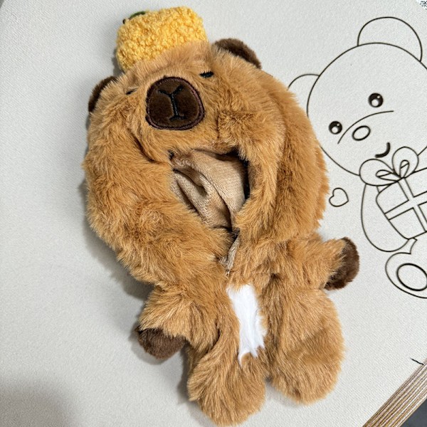 Megan New 17cm Labubu Dockkläder Lyx Anime Mjuk Plysch Baby Dockkläder Söta Labubu Capybara Jumpsuits 2