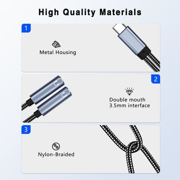 USB-C til dobbel 3,5 mm lydadapterkabel Svart_qq