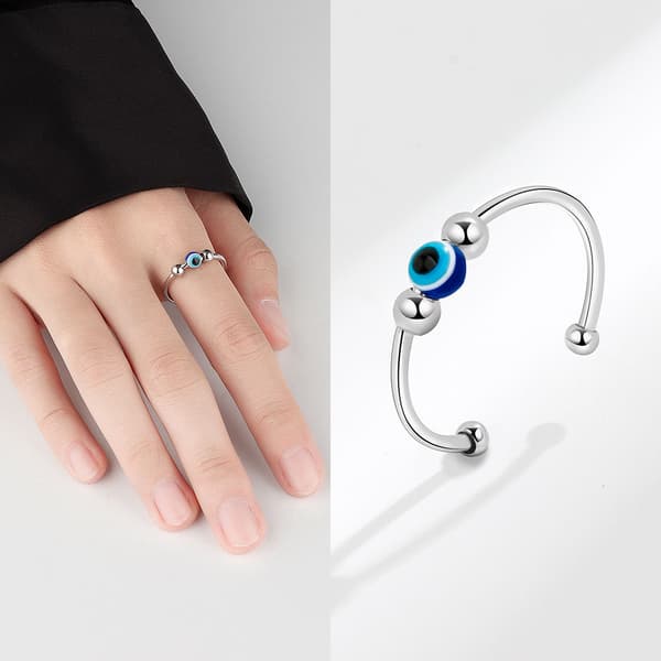 Antistressringar justerbara med roterande onda ögon-stenar 3-pack