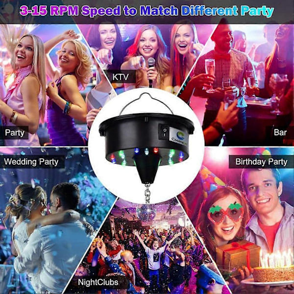 Roterande Discokula Motorljus med Fjärrkontroll, 18 LED för 12 16 20 24 tum Spegelkula Rotator (Kula Ingår Inte)