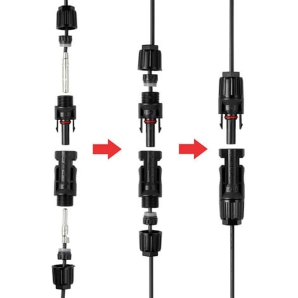 #QD#MC3 MC4 Solcelle Krympeværktøj til 2,5/4,0/6,0 mm² Solpanel PV Kabel+20 stk. MC4 Han Solpanel Kabelstik+1 par MC4 Solcelle Konnektor Skifteværktøj
