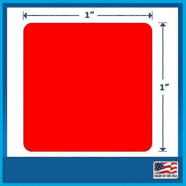 1\" Square Color-Coding Labels on a Roll, 2000 Stickers Per Roll, 1 Inch X 1 Inch Bright Red Bright Red 1 * Square