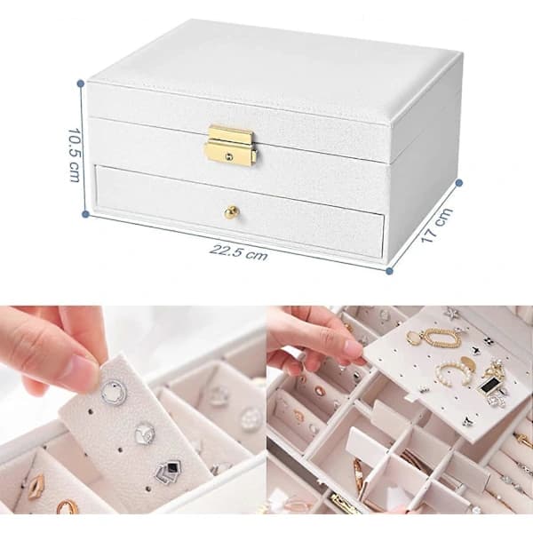 Smykkeskrin Organizer 2 Lag (Hvit)
