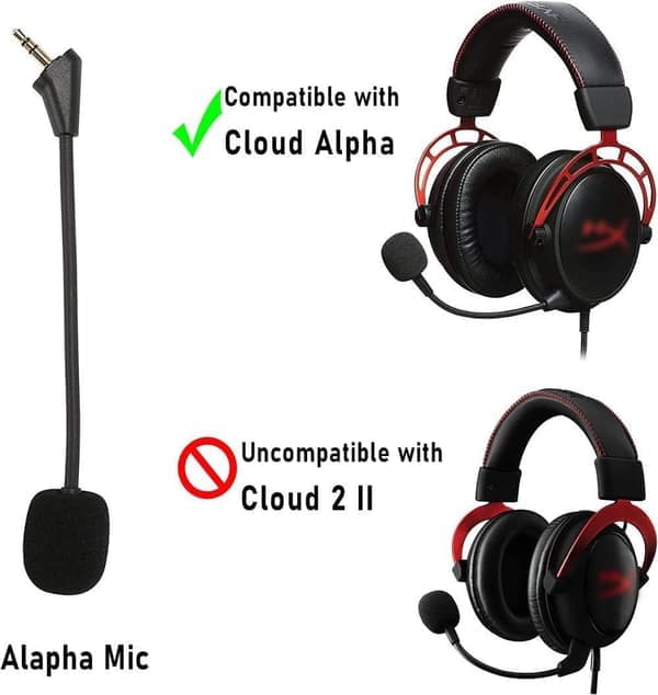 Mikrofonerstatning for Kingston HyperX Cloud Alpha, Alpha S Gaming Headset, 3,5 mm avtakbar hodetelefonbommikrofon