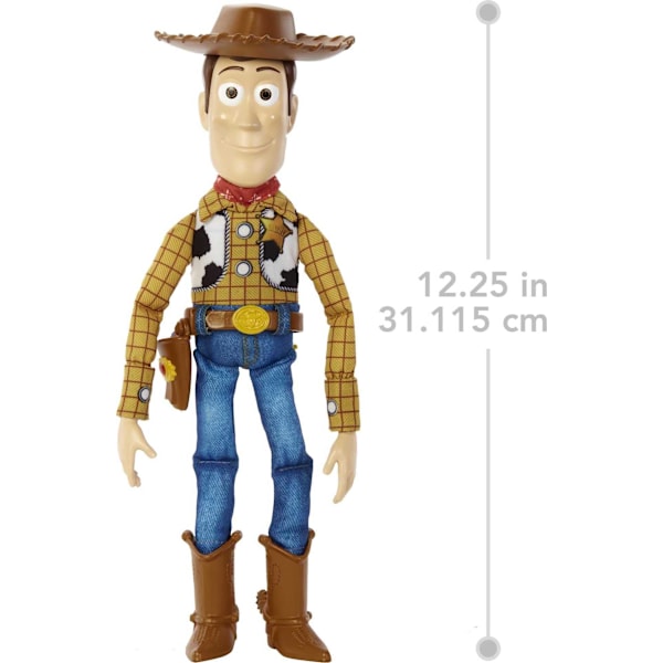Disney og Pixar Toy Story Filmlegetøj, Talende Woody Figur og Ragdoll Krop, 20 fraser, Trækfane Aktiverer lyd, Roundup Fun Woody_QU