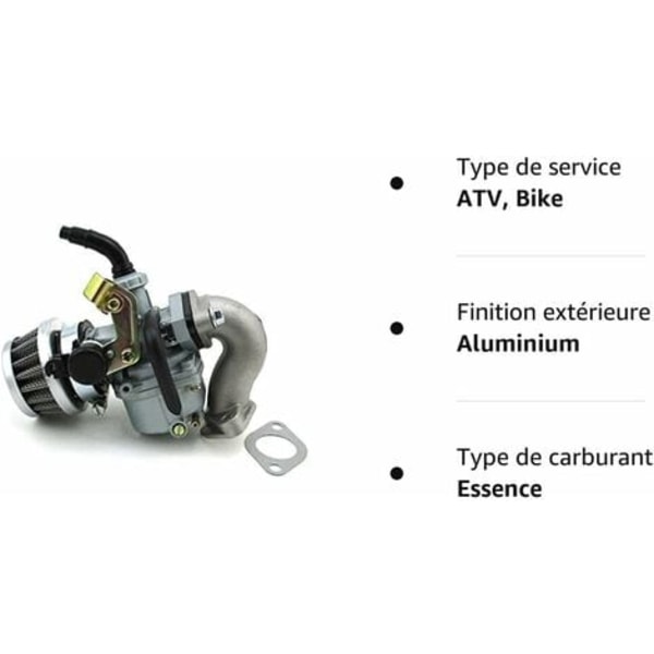 QQU-PZ19 Forgassersett - for quad, ATV og dirt bike Taotao Sunl - 50cc, 70cc, 90cc, 110cc - 19 mm pocket bike forgasser