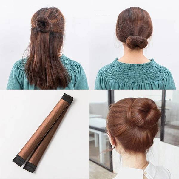 (Brun) 2 stk. Magic Bun Maker, Hårstylingtilbehør, Donut Bun Maker, Mode Hårstylingdisk, Hårstylingværktøj H