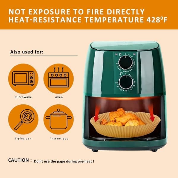 Engångs Bakplåtar - Bakplåtspapper - 100 ark - 16 cm airfryer-ark Engångspapper Bakplåtspapper