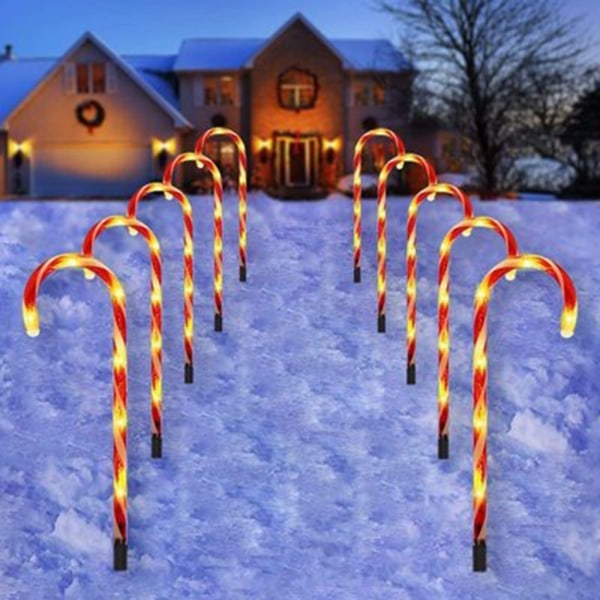 Julgransljusslinga med pepparkaksform, solcellsdriven, juldekoration för hemmet, nyår, solcellslampa för gräsmattan, utomhusbelysning för jul˜QD