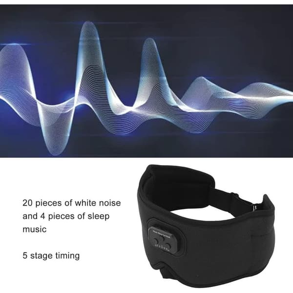 3D Sömnmask Bluetooth Sovhörlurar Svart