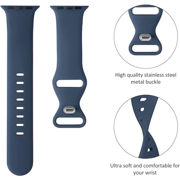 [QD] Armband kompatibelt med Apple Watch 42mm 44mm 45mm 49mm, ersättning mjukt silikon sporttillbehör armband handledsband för kvinnor män (Abyss Blue)