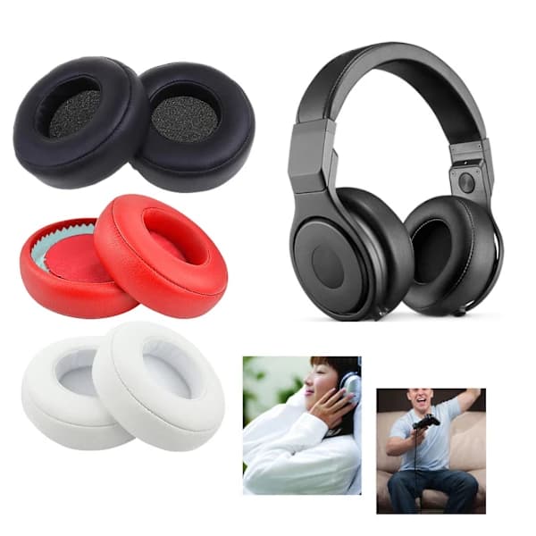 Erstatningsøreputer, myke hodetelefonputer for over-ear-hodetelefoner, hvit, 1 par