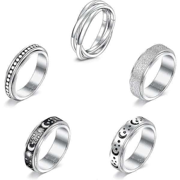 Ångest Ring för Kvinnor - Spinnerring för Ångestlindring - Stressring - Anti-Ångest Ringar för Kvinnor