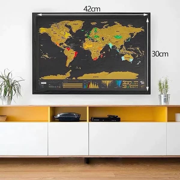 Skrabekort / Scratch Map / Verdenskort - 42 x 30 cm