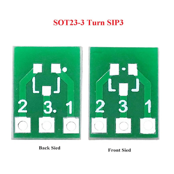 50 stk SOT23 SOT23-3 Til SIP3 Dobbeltsidig SMD Til DIP SIP3 Adapter Konverteringskort SOT SIP IC Sokkel PCB-kort DIY-kit