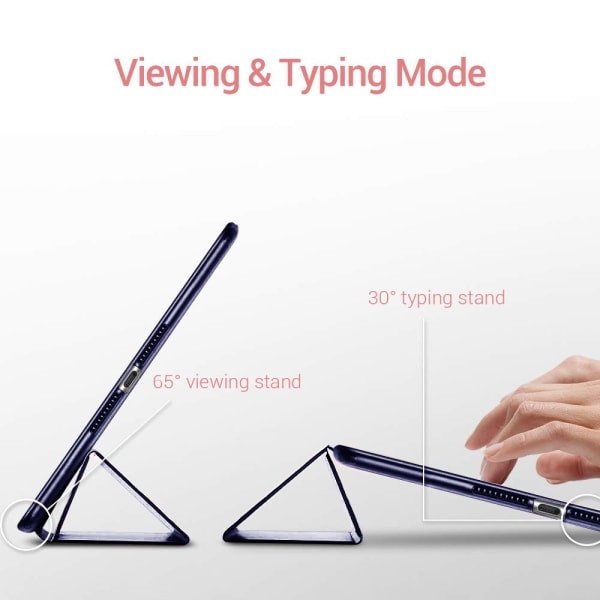 [QD] Ultratunt smart fodral med gummerad flexibel TPU-baksida, automatisk viloläge/väckning och visnings-/skrivstativ för iPad Mini 5 - Helt blå