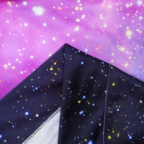QD-IC Barnegardiner for gutter, ytre rom, stanglomme (2 deler 100cm*180cm) Blå Planet Nebulosa Kosmisk Svart Psykedelisk