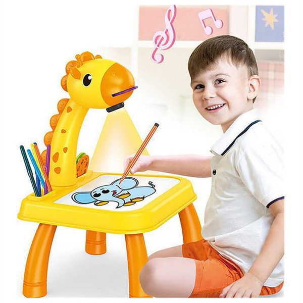 Ritningsprojektorbord för barn, spåra och rita leksak med ljus, målning Konst Barnutbildning Set Yellow