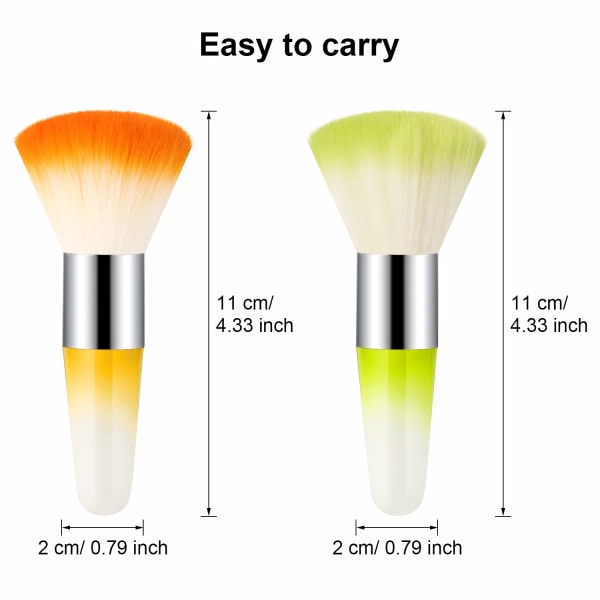 eBoot 2 delar Soft Nail Art Dust Remover Powder Brush Cleaner för akryl- och makeuppulverrougeborstar (rosa, lila) Orange, Grön