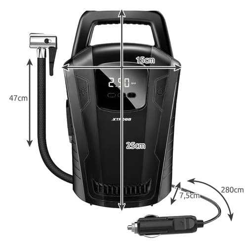 12V Elektrisk Luftpump för Bildäck / Cykeldäck med LED-ljus