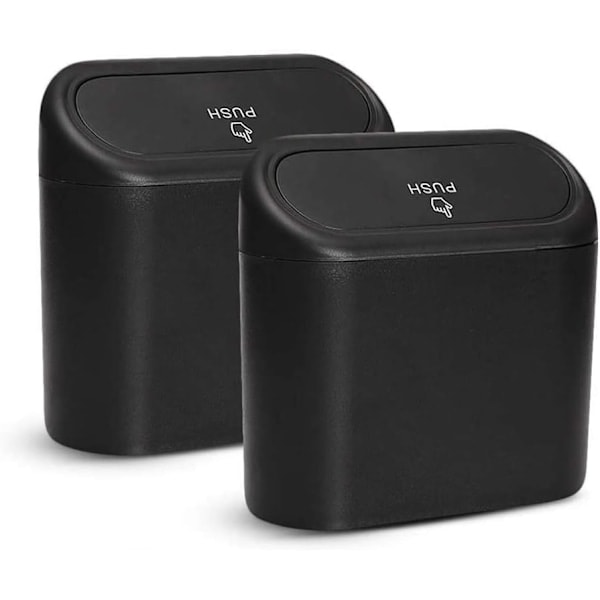 QD-2 stk Mini søppelbøtter, Multifunksjonell bil-søppelbøtte med lokk - Vanntett søppelbøtte kan brukes til hjem, kontor, kjøkken, stue, mini-oppbevaring