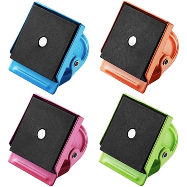 4 magneettista metalliklipsit, värilliset magneettikiinnikkeet, täydelliset jääkaappimagneettiin, keittiömagneettiin, valkotaulumagneettiin