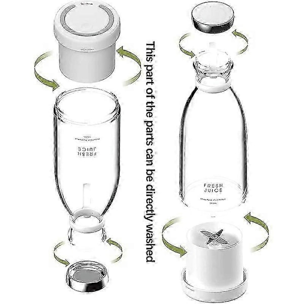 Personlig Blender, Portabel Blender, Batteridriven USB Blender (Rosa)_FO White 420ML