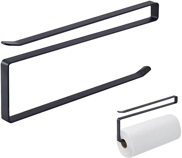 Køkkenrulleholder, Multifunktionel Metal Over Skabslåge, Ingen Boring, Til Køkken Og Garage, Sort, Passer Til Låger Op Til 2,2 cm