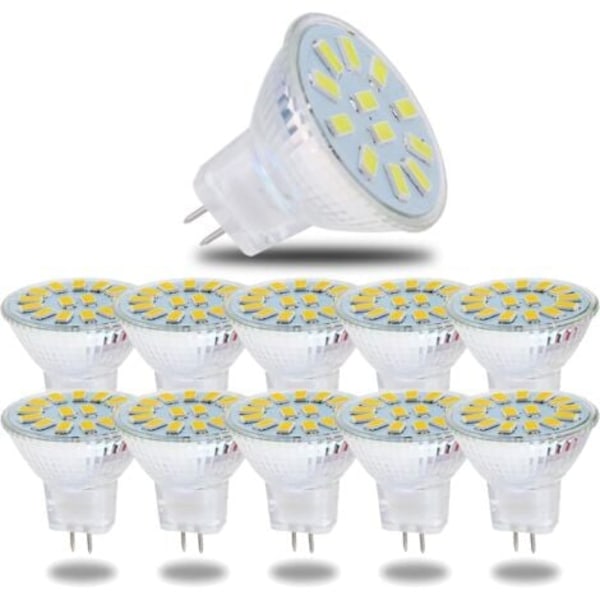#QD#MR11 GU4 5W kallvita LED-lampor, 6000K 600 Lumen LED-lampor, ersättning för 50W halogenlampor, LED-lampor, ej dimbara, 120° spridningsvinkel, 10 st.