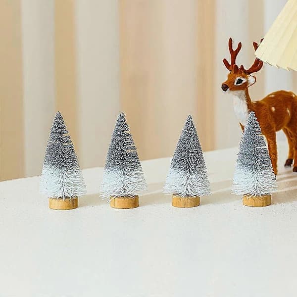 Färgglatt 10 cm glitter mini cederträ julgran, 4-pack julbordsdekorationer