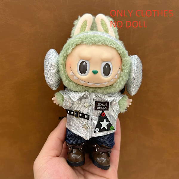 ONLY CLOTHES Söt V1 V2 LABUBU Blind Box Hänge Docka DIY Klä upp Kostym Litet Monster Haklapp Byxor Babykläder Från LBB-36