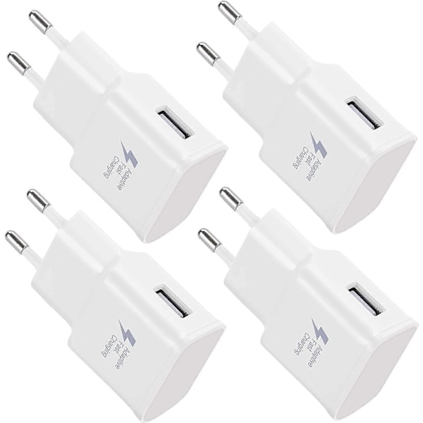 4-pakning 5V-2A USB Strømadapter Uttak Universell Hurtiglader for iPhone 12/11/X 8/7/6, Samsung Galaxy S22 S21 S20 white_QF