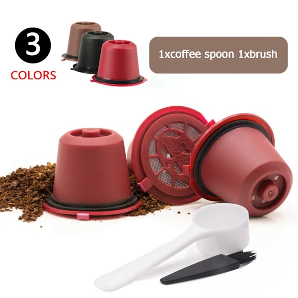 QU.3 st Påfyllningsbara Återanvändbara Kaffekapsel Filter för Nespresso Maskin