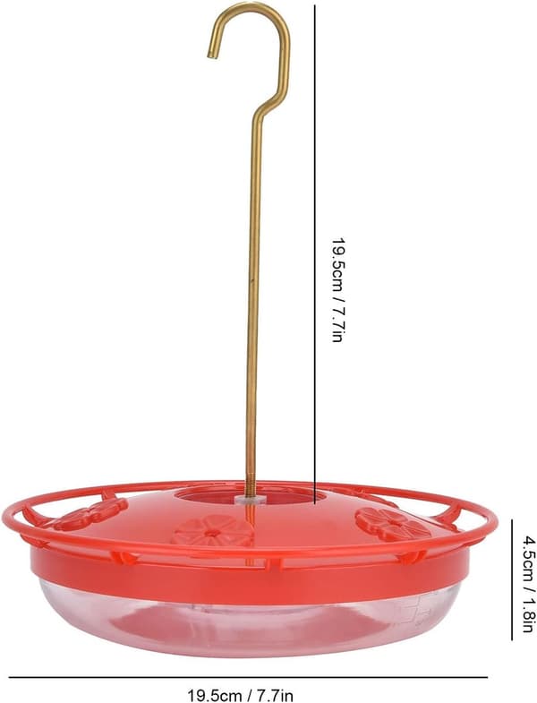 Hængende foderbræt til fugle med gennemsigtig frøbakke, holdbart plast-foderbræt til vilde fugle til have, terrasse og altan, rød 20 cm
