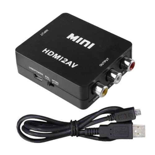 HDMI til AV Adapter - (3x RCA) NTSC / PAL Kompatibel - Sort