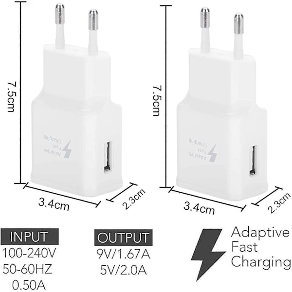 4-pakning 5V-2A USB Strømadapter Uttak Universell Hurtiglader for iPhone 12/11/X 8/7/6, Samsung Galaxy S22 S21 S20 white_QF