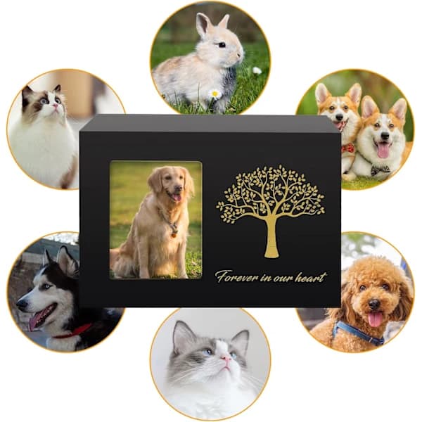 QD-(Sort, 13cm × 13cm × 18cm) Hundeurne Træurne Katteurne