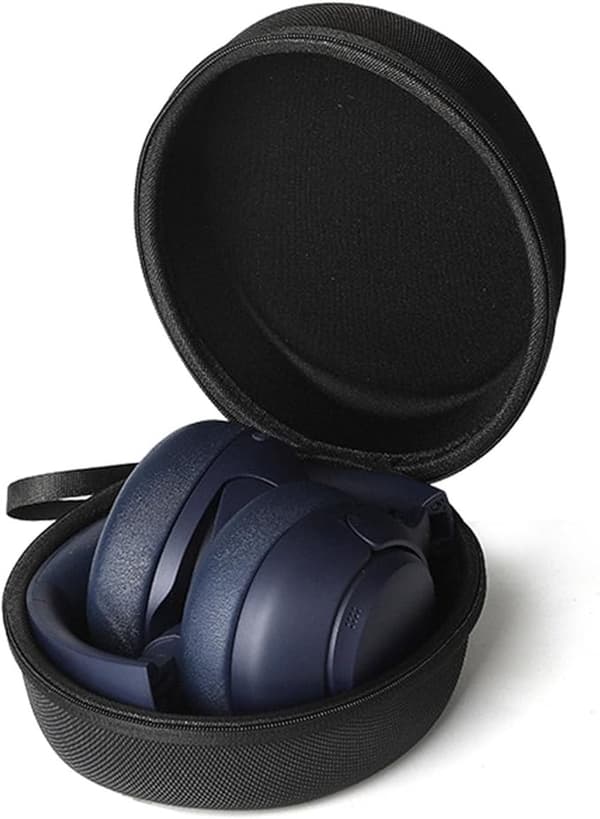 Hårdt etui til hovedtelefoner til Skullcandy Riff 2, Crusher Evo, Hesh ANC, Beats Solo 3, Studio Pro, Stødsikkert EVA-bæreetui med håndledsrem, Sort