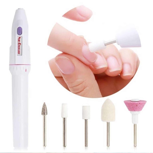QU/Elektrisk nagelfil med 5 bits, vit