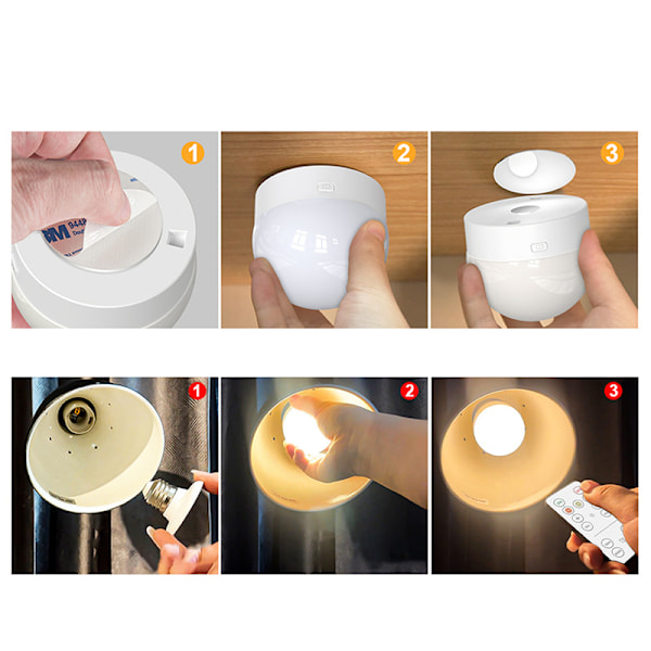 INF Oppladbar LED-lampe med fjernkontroll 2-pakning E26/E27 lampeholder