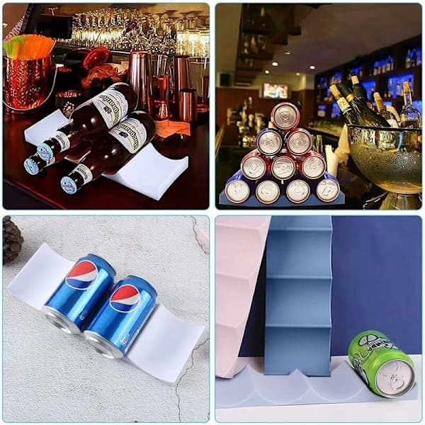 2-pack vinställ i europeisk stil, stapelbart vinställ för kylskåp, vinställ i plast (blå + rosa)