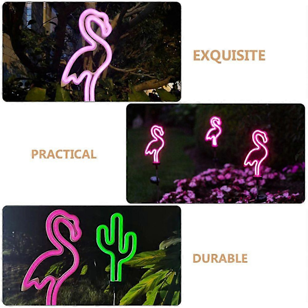 2 kpl Aurinkopuutarha Kaktus Flamingo Maavalaisimet Ulkovalaisin Neonvalo_ufo