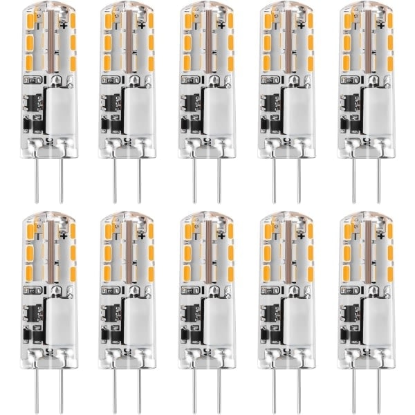 QU/10x G4 LED-lampor 12V AC/DC Varmvit 3000K 2W, Ej dimbar belysning
