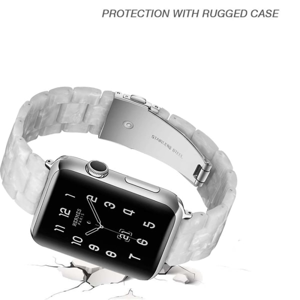 [QD] Kompatibel med Apple Watch-armbånd 38-40mm/42-44mm Serie 5/4/3/2/1, Smalt harpiksarmbånd -38-40mm-Perlehvitt