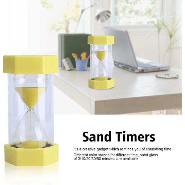 Sandtimer (3 minutter gul) 3/10/20/30/60 minutters Timer Ur